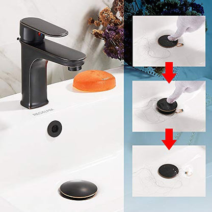 REGALMIX Vessel Sink Drain,Bathroom Pop-up Drain with Detachable Basket Stopper, Anti-Explosion and Anti-Clogging Drain Strainer, Sink Drain Assembly with Overflow Oil Rubbed Bronze, RWF083K - color: Oil-rubbed Bronze, size: With Overflow