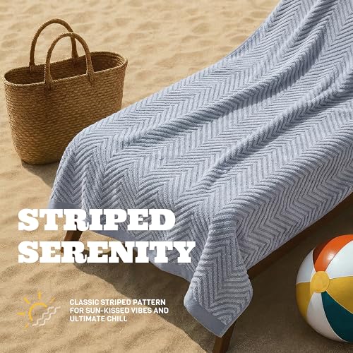 White Classic Cotton Beach Towels Oversized 35 x 70 Inches, Ultra Absorbent and Low Lint Luxury Pool Towels, Chevron Design, Light Gray, 2 Pack - color: Chevron Light Gray