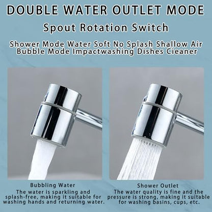 1080° Rotating Faucets Extender, 2 Modes Rotatable Faucet Aerator Extension | Dual water outlet modes, multi-directional adjustment, multiple accessory sets, simple and quick installation
