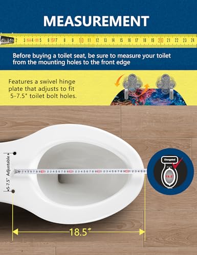 Angol Shiold ELONGATED Soft Close Wood Toilet Seat Blue Ocean Dolphins18.5" | Heavy Duty Quiet and Slow Close Lid and Seat, Quick Release Easy Installation & Clean(Blue Ocean Dolphins) - size: Elongated -18.5"