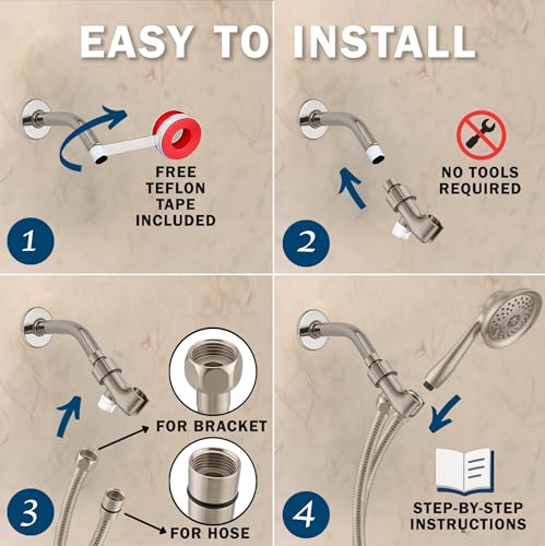 Massage & Mist Hand Shower Kit - 1.8 GPM - Brushed Nickel | 6 Function, High Pressure, Adjustable Handheld Showerhead with Hose and Mount, Easy Install for Boosting Low Water Flow - color: Brushed Nickel, size: 1.8 GPM