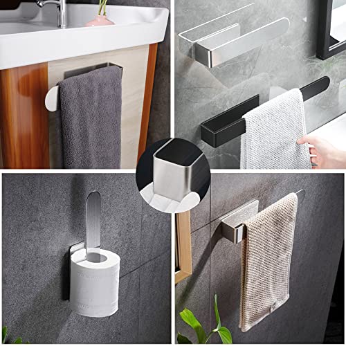 szhdxsy 2pcs Towel Holder SUS 304 Stainless Steel Brushed Hand Towel Rod, Self Adhesive Towel Holder Towel Rod Towel Rack for Bathroom(Silver, 14in) - color: Silver, size: 14