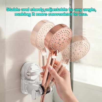 White Shower Head Holder Suction,Handheld Shower Handle Bracket, Adjustable Bathroom Wall Mount Wand Holder - color: White