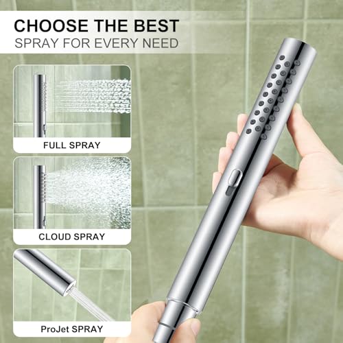 Chrome 10 Inch All Metal Rain Shower Head with Handheld Spray, Silver | High Pressure Rainfall Shower Head wih Adjustable Extension Arm, Dual Showerhead Set with 60" Shower Hose, Square Rainfall - color: Chrome