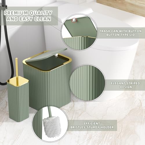 XLHOMO Bathroom Accessory Set - 26PC Bathroom Shower Curtain and Rug Set, Bathroom Accessories Set, Sage Green Bathroom Set with Trash Can, Toilet Brush, Qtip Holder & Soap Dispenser - style: Sage Green