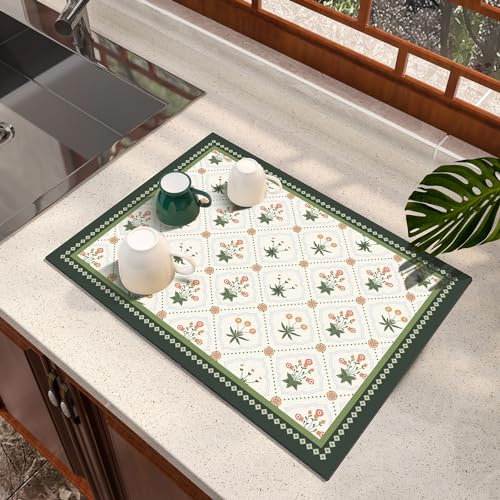 Dish Drying Mat Absorbent Diatomite Soft Coffee Mat, 12" x 16" | Rubber Backed, Green Decor, Non Slip Base, Countertop, Espresso Machine, Bathroom - color: Green, size: 16" x 12"