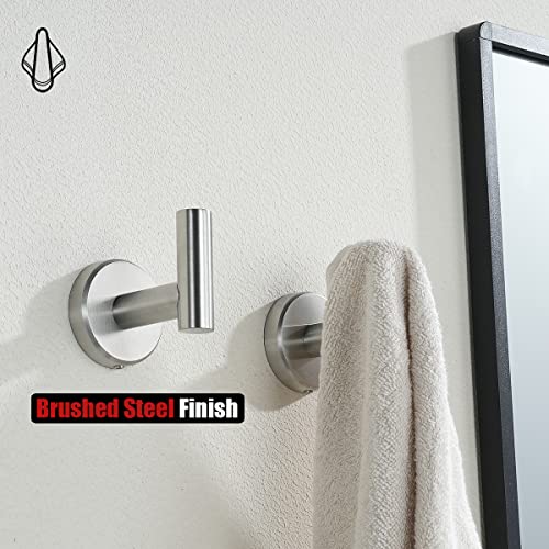 JQK Bathroom Towel Hook, Coat Robe Clothes Bath Wall Hooks for Kitchen Garage SUS 304 Stainless Steel Thick 0.8mm, 4 Pack Brushed Finish, TH100-BN-P4 - color: Brushed, size: 4 Pack