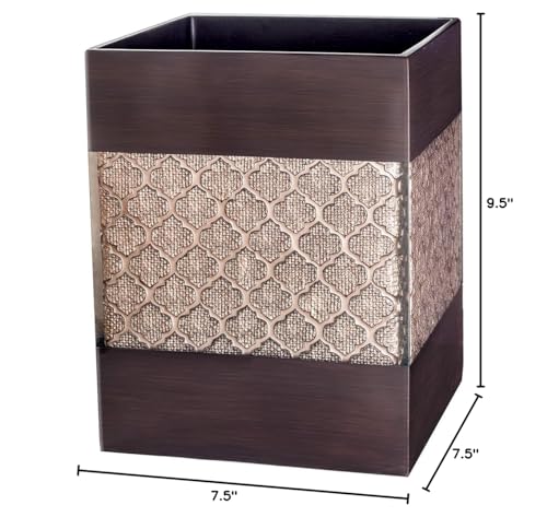Creative Scents Dahlia Brown Bathroom Trash Can 1.98 Gal / 7.5L - Small Waste Basket for Bathroom - Durable Space Friendly Waste Bin - Decorative Wastebasket for Modern Room or Bedroom Decor