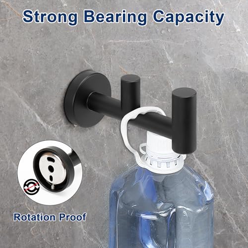 NearMoon Bathroom Double Towel Hook- SUS304 Stainless Steel Robe Towel Holder, Heavy Duty Double Coat Hook for Bathroom Livingroom Kitchen Wall Mounted (Matte Black-F, 2 Pack) - style: Matte Black-F