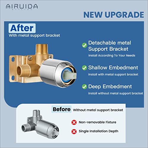Airuida Shower Faucet Set,12 Inch Shower Valve Kit,Chrome Polish | Male Threads,Rough-in Valve Shower Trim Kit,Single Handle Control Shower Set - color: Chrome Polish, size: 12 Inch