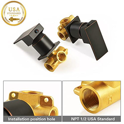 SKOWLL Wall Mount Bathroom Faucet, Single Handle Wall Mount Waterfall Faucet for Vessel Sink, Modern Tub Filler Rough-in Valve, Oil Rubbed Bronze - color: Oil Rubbed Bronze