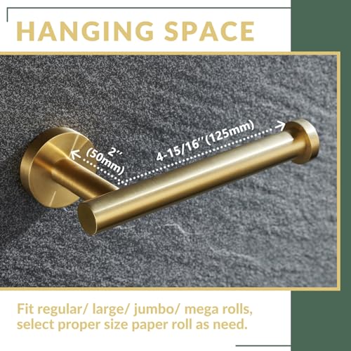 Brushed Gold Bathroom Hardware Set, 2 Pieces, 304 Stainless Steel | Rustproof for Bathroom Restroom Sink, 180° swivel towel ring, Toilet Paper Holder Fits Most Roll Size, Drilling Wall Mounted - color: Brushed Gold Oval Shape