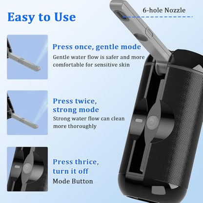 Portable Rechargeable Travel Bidet Sprayer,Waterproof High Pressure,Black | Portable USB-C Rechargeable Travel Bidet Sprayer, Waterproof High Pressure Handheld for Personal Hygiene - color: Black