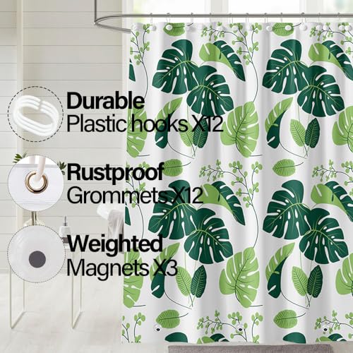 Plastic Shower Liner - Premium PEVA 4G Shower Curtain Liner with Rustproof Grommets and 3 Weighted Magnets, Waterproof Shower Curtains for Bathroom (Turtleback Leaf) - color: Turtleback Leaf, size: 71"W x 71"L (Pack of 1)
