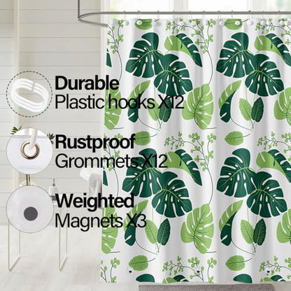 Plastic Shower Liner - Premium PEVA 4G Shower Curtain Liner with Rustproof Grommets and 3 Weighted Magnets, Waterproof Shower Curtains for Bathroom (Turtleback Leaf) - color: Turtleback Leaf, size: 71"W x 71"L (Pack of 1)