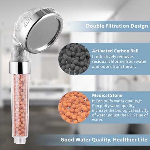 Filtered Handheld Shower Head - High Pressure 3 Spray Setting Showerhead Filter For Hard Water - For Dry Skin & Hair - style: A - Handheld Shower
