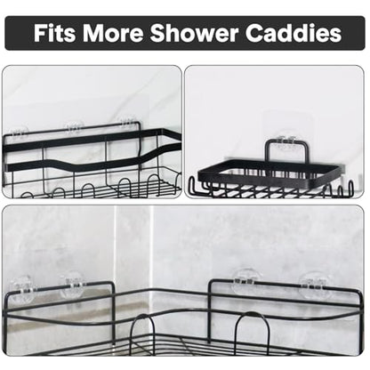 Shower Caddy Adhesive Replacement, Transparent Strong Adhesive Hooks, No Drilling, Waterproof, for Shower Caddy, Bathroom Storage Shelves and Kitchen Racks (Triple*6pcs + Single*4pcs) | No Drilling, Waterproof, for Shower Caddy, Bathroom Strong Storage Sh