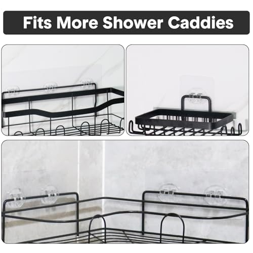 20 Pack Shower Caddy Adhesive Replacement, Transparent Strong Adhesive Hooks, No Drilling, Waterproof Wall Hooks for Shower Caddy, Bathroom Storage Shelves and Kitchen Racks | No Drilling, 20 Pack Strong Waterproof Wall Hooks for Shower Caddy, Bathroom St