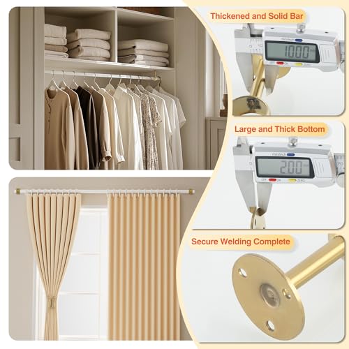 Alise Curtain Rod Holder Bracket 32mm Dia,Closet Rod Holders Wall Mount | Ceiling Mounted,Curtain Rod Flange Brackets,Ceiling Curtain Rods Brackets,for Bathroom Curtain,Stainless Steel,Gold,4 Pcs - color: Golden Finish, size: 32mm/1-1/4 Inch Dia.
