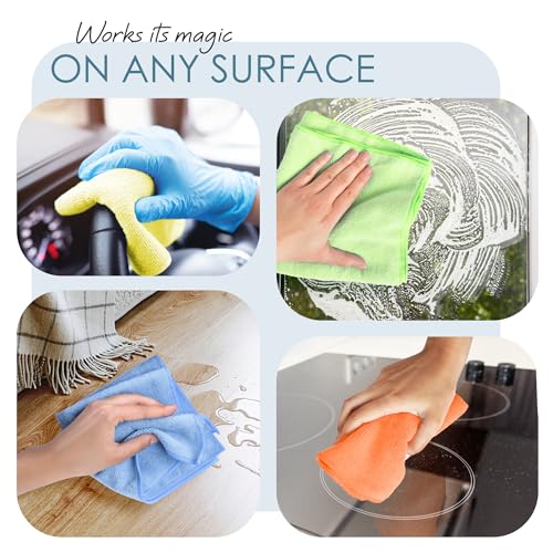 Hearth & Harbor 12 Pack Microfiber Washcloths, Green, 12"x12", Lint Free, Scratch Free, Reusable - color: Green, size: 12"x12", style: 12 Pack