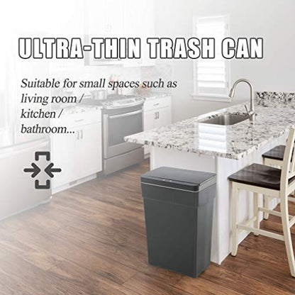 BestOffice 13 Gallon Trash Can Automatic Kitchen Trash Can Touch Free High-Capacity Garbage Can with Lid for Bedroom Bathroom Home Office 50 Liter (Black, 1) (1, Black) - color: Black