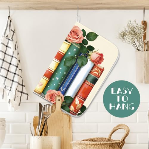 1Pc Vintage Book Dishes Drainer Mat 23.6x17.7 Inch/60x45cm Microfiber Polyester Cotton Dishes Drainer Mat Floral Print Absorbent Pad Coffee Machine Station Mat With Hanging Loop, Vintage - style: Book Flower