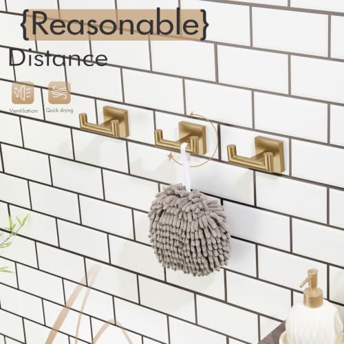 KOKOSIRI Robe Hooks Bath Towel Hooks Bathroom Hardware Double Coat Hooks Wall Mounted, 3 Pack Champagne Bronze Stainless Steel B1015CPG-P3 - color: Champagne Bronze, size: 3 Pack