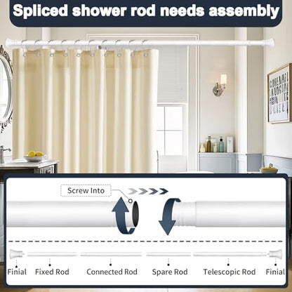 White Shower Curtain Rod 36-68 Inch(3-5.67ft), No Slip No Drill Stainless Steel Spring Tension Curtain Rod, No Rust Shower Rod Adjustable For Bathroom closet - color: White, size: 36"-68"