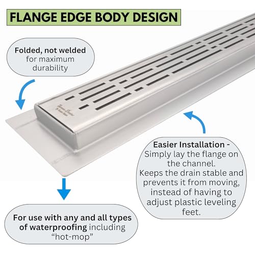 304 Stainless Steel Brushed Nickel Linear Shower Drain Kit Wind Linear Shower Drains for Tile Floor Long Hair Catcher Strainer Grate Cover Bathroom (30 Inch) - size: 30 Inch