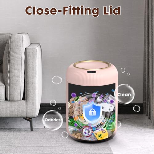 Procade Automatic Motion Sensor Bathroom Trash Can with Lid, 3 Gallon Touchless Trash Bin, Smart Plastic Garbage Can, Mini Pink Wastebasket for Toilet, Office, rv, Bedroom, Living Room - color: Pink
