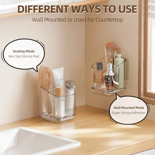 Toothbrush Holder Wall Mounted,Detachable Toothbrush and Toothpaste Holder | with Divider for Bathroom, Anti-Slip Electric Tooth Brush Holder Set with Drainage, Bathroom Accessory - Clear - size: Standard