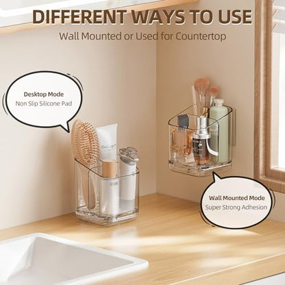 Toothbrush Holder Wall Mounted,Detachable Toothbrush and Toothpaste Holder | with Divider for Bathroom, Anti-Slip Electric Tooth Brush Holder Set with Drainage, Bathroom Accessory - Clear - size: Standard