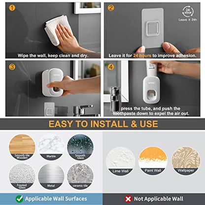 MOPMS Automatic Toothpaste Dispenser Wall Mounted for Kids and Adult 1Pcs | Automatic Toothpaste Squeezer Holder for Bathrooms - color: Black
