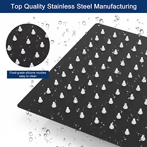 NearMoon Rain Shower Head With Shower Arm, Ceiling Mount Square Shower, Stainless Steel Ceiling Rainfall Showerhead- Waterfall Full Body Coverage (8 Inch, Matte Black) - color: Matte Black, size: 8 Inch