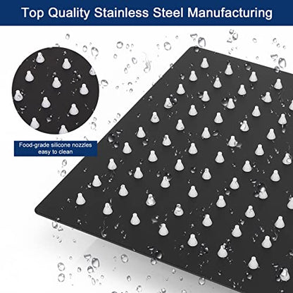 NearMoon Rain Shower Head With Shower Arm, Ceiling Mount Square Shower, Stainless Steel Ceiling Rainfall Showerhead- Waterfall Full Body Coverage (8 Inch, Matte Black) - color: Matte Black, size: 8 Inch