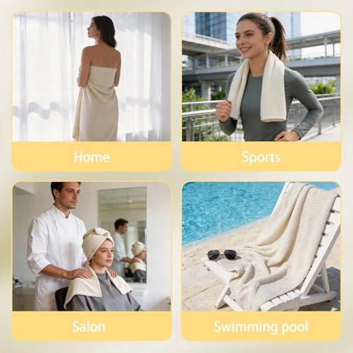 Extra Large Microfiber Bath Towels Set of 6 for Adults, 35″ x 70″, Soft and Super Absorbent, Quick Dry, No Fading and No Lint, Luxury Towel Set for Bathroom, Spa, Gym, Travel - Khaki - color: Khaki 6-pack
