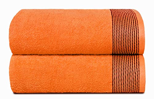 BELIZZI HOME Ultra Soft 2 Pack Oversized Cotton Bath Towels, 28x55 inches, Orange - color: Orange