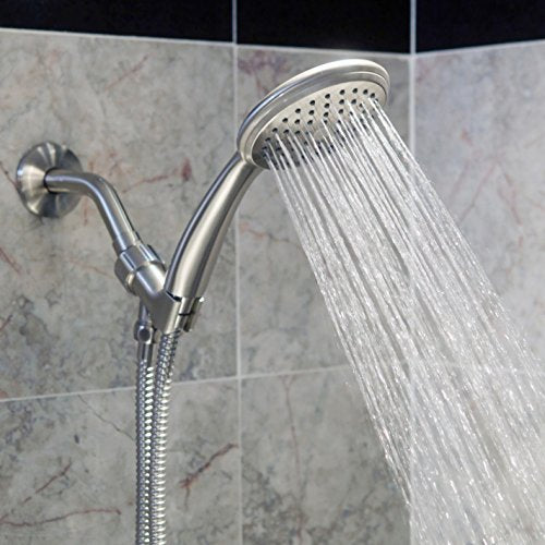 60 Inch Flexible Shower Hose Bundle - Extra Long, Stainless Steel, Double-Buckle Hose For Handheld Showerheads With Shower Arm Mount And Holder - Brushed Nickel