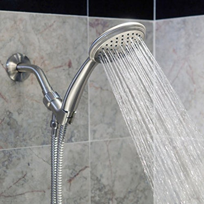 60 Inch Flexible Shower Hose Bundle - Extra Long, Stainless Steel, Double-Buckle Hose For Handheld Showerheads With Shower Arm Mount And Holder - Brushed Nickel
