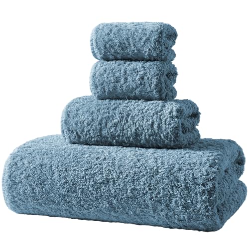 REDKISS Ultra-Plush Bath Towel Set - 900GSM Premium Thick Cotton for Bathroom & Spa, Super Absorbent Quick-Dry Bath Sheets with No Pilling (4-Piece Set for Adults, Luxury Hotel & Home Use)-Ink Blue - color: Ink Blue, size: Towel Set of 4