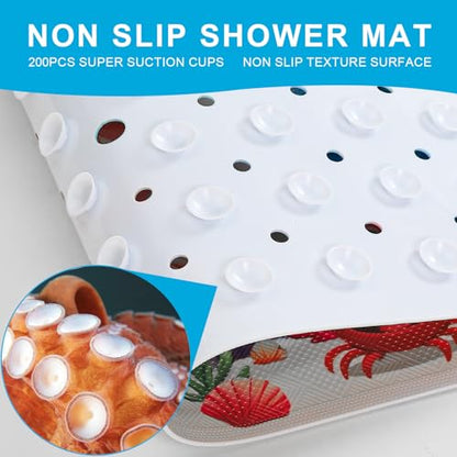 Baby Bath Mat for Tub Non Slip Kids Bath Mat - 40''x16'' Extra Long Cartoon Turtle Baby Bath Tub Mat Eco-Friendly Toddler Bath Mats with Suction Cups & Drain Holes, Easy to Clean & Easy Drying - color: Mermaid