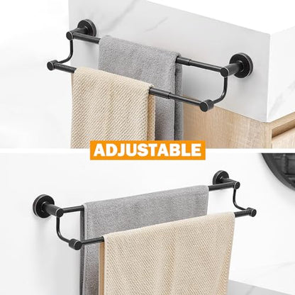 Double Towel Bar Towel Rack for Bathroom Towel Rod Oil Rubbed Bronze | Adjustable 16-26 In,Wall Mounted Towel Holder, Stainless Steel, Rustproof, Towel Bar Rod Hanger Hardware Accessories Hotel - color: Oil Rubbed Bronze