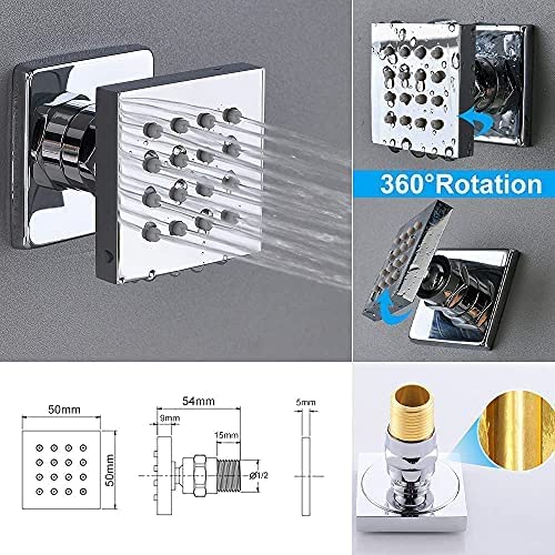 Enga Shower Body Jet System 12 Inch Ceiling Mounted Rainfall Shower Head with 6 Body Sprays and Handshower, Brass Shower Faucet Rough-in Mixer Valve, Chrome - color: Chrome, style: Ceiling Mount - 6 Jets