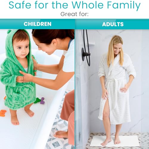 Vive Non-Slip Bath Mat with Suction Cups - 28" x 16" Extra Large Rubber Mat for Safety & Comfort - Patented Grip Prevents Slips and Falls for Kids, Elderly, Men, Women - XL Non Skid Shower & Tub Cover | For Safety & Comfort - Patented Grip Prevents Slips
