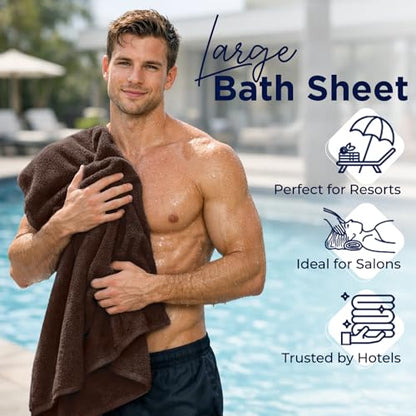 DAN River 2 Pack Bath Sheets Extra Large 35x70, Large Bath Towels for Adults, XL Oversized Heavy Duty Towel Set, 600 GSM 100% Ring Spun Cotton, Soft Quick Dry, Brown - color: Brown, size: Bath Sheet 35x70" (PK 2)