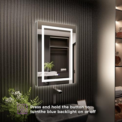 Luxury LED Lighted Medicine Cabinet with Mirror Dimmable, Defogging, 24 inch Commercial Medicine Cabinet, Outlets for Apartments, Hotel, Left Hinge - size: 24"W x 36"H Left