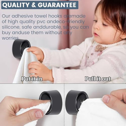 3-Piece Adhesive Towel Hook Set - Black Silicone Claw Towel Holder for Kitchen, Bathroom, Outdoor Use - color: Black
