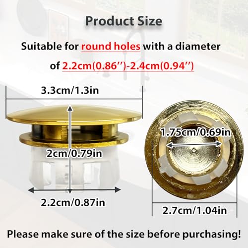 2 Pcs Sink Overflow Covers,2-Layer Sink Copper Over flow Rings,Bathroom Basin Insert in Hole Round Caps Replacement Dual Layer Overflow Cover Rings for Sink,Bathroom,Kitchen(Bright Gold) - color: Bright Gold