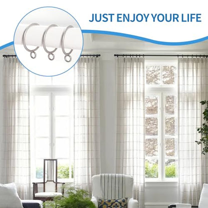 44 Pack Curtain Rings with Eyelets, Metal Drapery Ring for Pinch Pleat Curtains, Drape Ring 1.5 Inch I D Fits Up to 1.2 in Rod, Matte Silver - color: Matte Silver