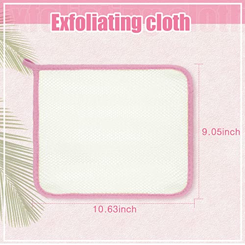 Tatuo 10 Count Popup Closed Exfoliating Wash Cloths for Body and Face Facial Bath Scrub Soft Weave Loofah Towel Exfoliate Bath Towel Remove Dead Skin Wash Cloth for Women Man (Pink Edge) - color: Pink Edge
